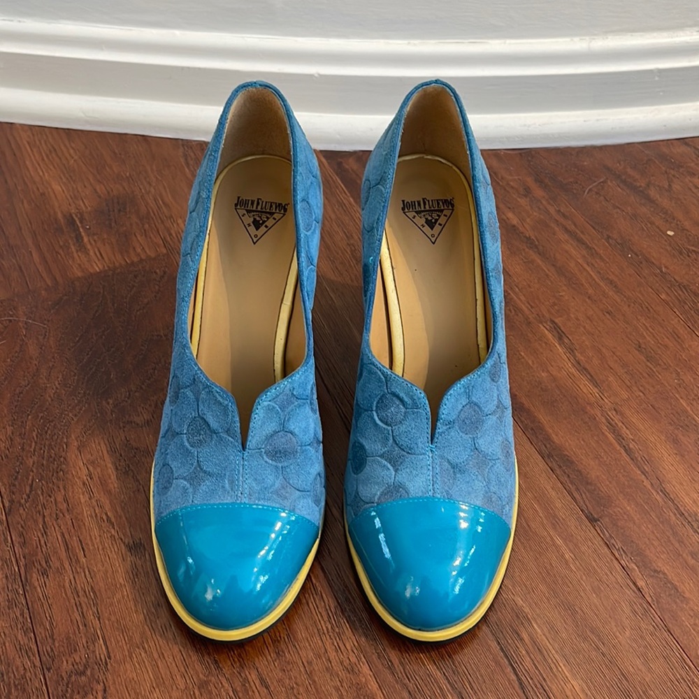 Like new Fluevog Attic Iris, color Blue. Size 8.5
